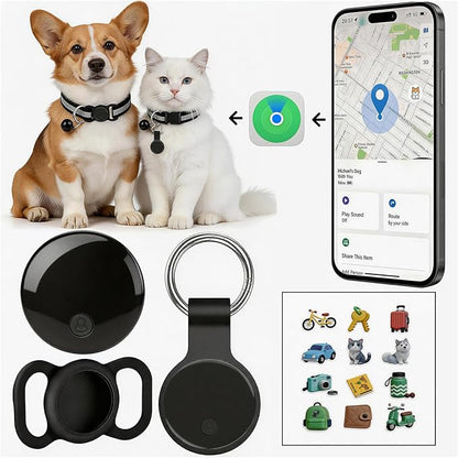 GPS Tracker for Dogs & Cats, No Monthly Fee, No SIM Card, Real-Time Positioning & Smart Anti-Lost Alerts,Mini Waterproof Drop-Proof Pet Tracker,Long Battery Life,for iOS Find My【Apple MFi Certified】 ﻿