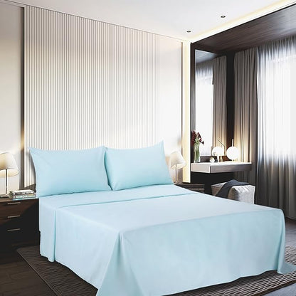4 Piece Bed Sheet Set (Full,Baby Blue) 1 Flat Sheet,1 Fitted Sheet and 2 Pillow Cases,Brushed Microfiber Luxury Bedding with Deep Pockets