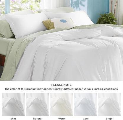 Bedsure Duvet Cover King Size - Moisture-Wicking, Silky Eucalyptus Lyocell Cotton Hybrid Comforter Cover Set for Hot Sleeper - GentleSoft™ and Breathable, Cooling Bedding Set, Bright White