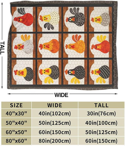 Chicken Blanket Super Soft Warm Fluffy Fleece Flannel Rooster Animal Throw Blanket Cozy Fuzzy Plush Stuff Bedding Blankets Gifts for Women Kids Boys Girls Adults 80"X60"