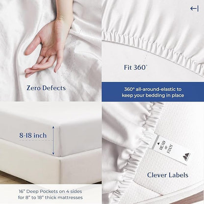 Mayfair Linen 100% Organic Cotton Percale Sheets Twin XL Size Pack or 2 - Soft & Crisp Organic Cotton Sheets Twin XL Size (6 PC, White), Dorm Room Essentials Low Pill Fade Resistant Percale Bed Sheet