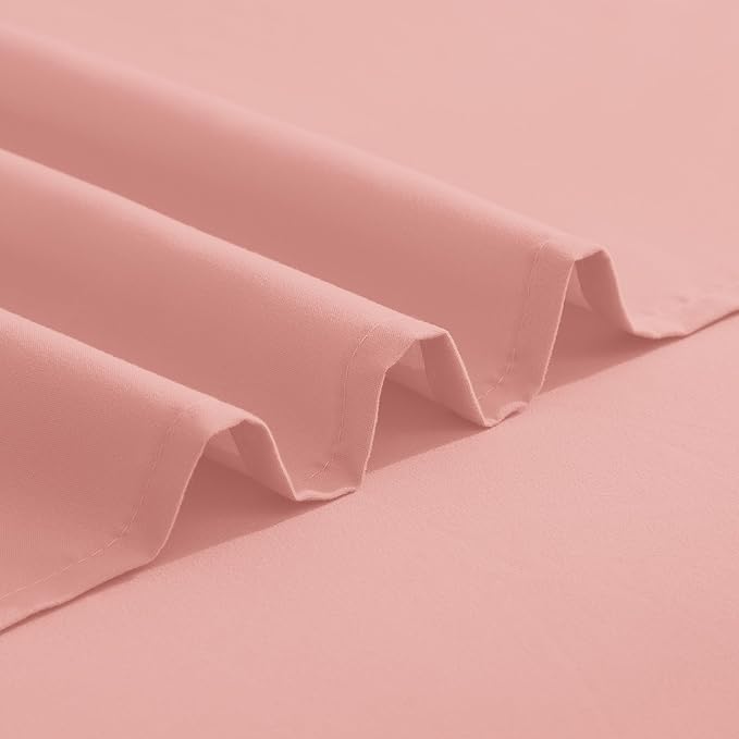 Elegant Comfort Luxurious 1500 Premium Hotel Quality Microfiber Three Line Embroidered Softest 4-Piece Bed Sheet Set, Wrinkle and Fade Resistant, Queen, Dusty Rose