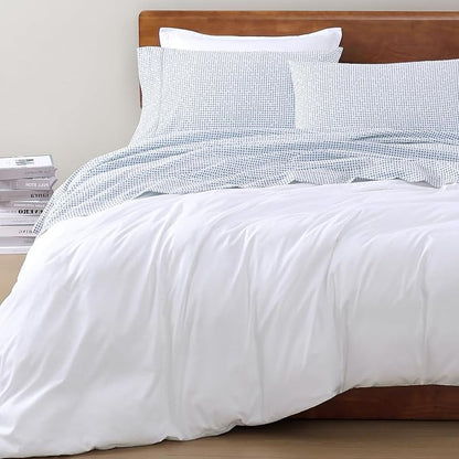 LANE LINEN 100% Organic Cotton Printed King Size Bedding Sheets & Pillowcases Set -Soft & Comfy Breathable Percale Sheet Seasons, 15" Deep Pocket Printed King Sheets - Polka Dot