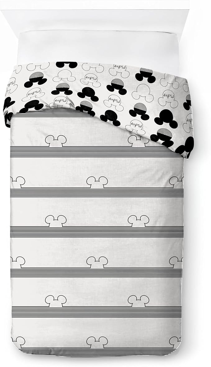 Jay Franco Kids Duvet Cover Set with Sham & Pillowcase – Ultra-Soft Bedding for Room Decor, Cover ONLY Comforter NOT Included, White - Mickey Mouse, 2 Piece Twin