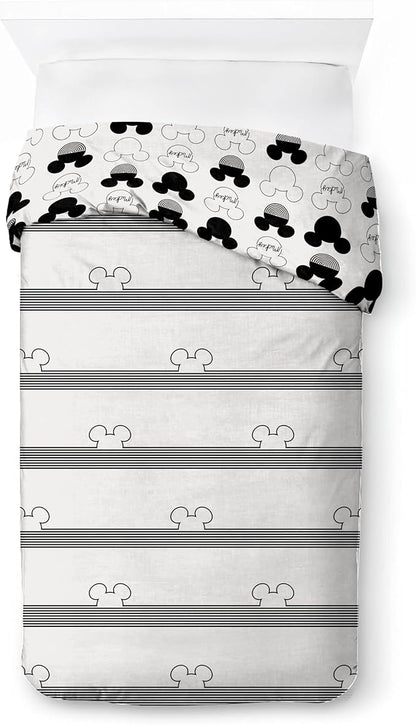Jay Franco Kids Duvet Cover Set with Sham & Pillowcase – Ultra-Soft Bedding for Room Decor, Cover ONLY Comforter NOT Included, White - Mickey Mouse, 2 Piece Twin