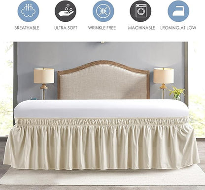 FreshCulture Twin Bed Skirt, Elastic Wrap Around Bed Skirt Twin Size, Bed Skirts for Adjustable Bed, Easy Fit with 18 Inch Drop Length, Hotel Quality Dust Ruffle for Twin Bed (Cream)