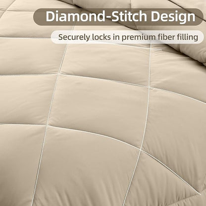 FUANNA 7 Pieces Full Size Comforter Sets, All Season Bedding Sets Full Size, Luxury Soft Bed in a Bag with Comforter, Flat Sheet, Fitted Sheet, Pillowcases & Pillow Shams, Oatmeal