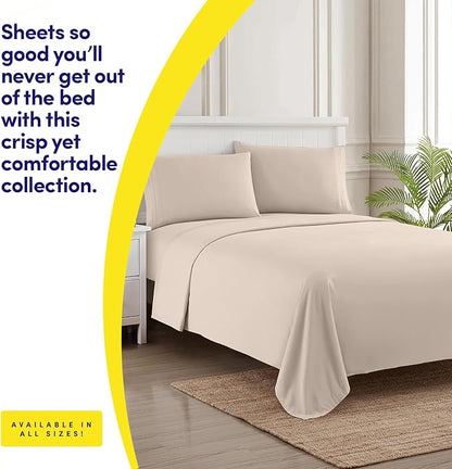 1500 Supreme Collection Extra Soft RV Short Queen Sheets Set, Beige - Luxury Bed Sheets Set with Deep Pocket Wrinkle Free Hypoallergenic Bedding, Over 40 Colors, RV Short Queen Size, Beige