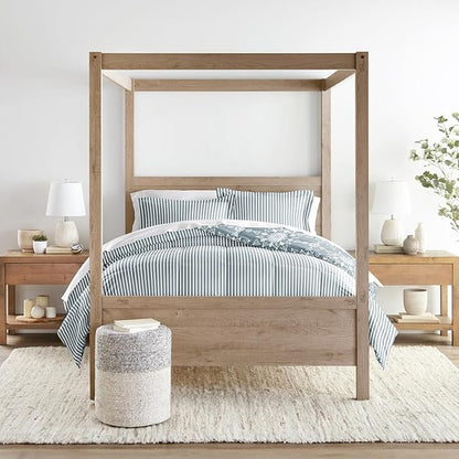 LINENS & HUTCH Comforter Set Patterned Microfiber All Season Down-Alternative Ultra Soft Bedding in Daisy Medallion - Full/Queen Daisy Medallion Light Blue