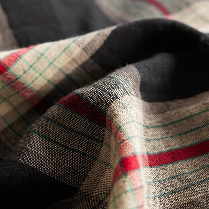 EAVD Vintage Style Red&Black Plaid Duvet Cover Twin Soft 100% Cotton Muslin Retro Red Green Black Grid Checkered Plaid Bedding Set with 2 Pillowcases Reversible Gingham Duvet Cover with Zipper Closure