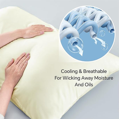 BEDELITE King Size Pillow Cases Set of 2, Rayon Derived from Bamboo, Cooling Pillow Cases for Hot Sleepers & Night Sweats, Breathable and Silky Soft Envelope Pillowcases(Cream, 20"x36")
