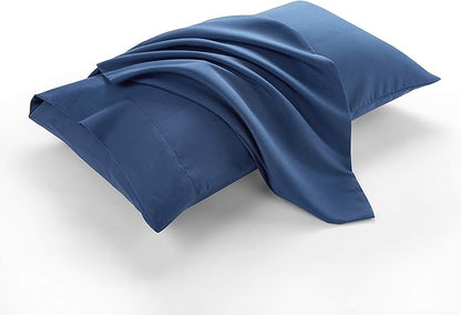 Evolive Ultra Soft Brushed Microfiber Standard Size 20"x30" Pillowcases Pair Set of 2 with Envelope Closure (20"x30" Standard, Navy)