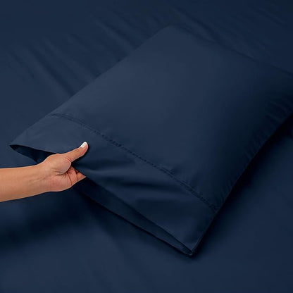 Hearth & Harbor Extra Deep Pocket Sheets - Fits Mattress 18-24 Inches Deep - Extra Deep Pocket Full Size Sets - 6 Piece Full Size - Full - Navy Blue