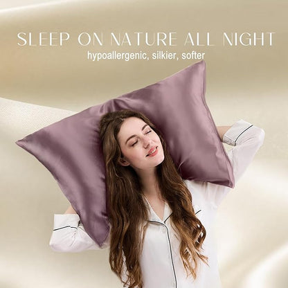 ZIMASILK 100% Pure Mulberry Silk Pillowcase for Hair and Skin Health,Soft and Smooth,Both Sides Premium Grade 6A Silk,600 Thread Count,with Hidden Zipper,1pc (King 20''x36'',Dark Mauve)