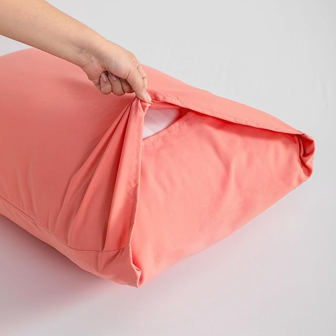 FLXXIE Pillow Cases Standard Size, Soft Microfiber Pillow Covers with Envelope Closure, Wrinkle, Stain Resistant Pillowcases, 2 Piece Set, 20x26, Coral