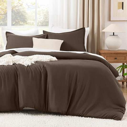 Litanika Comforters Twin/Twin XL Size Chocolate, 2 Pieces Lightweight Solid Bedding Set & Collections, All Season Fluffy Bed Set (66x90 Inches Comforter & 1 Pillowcase)