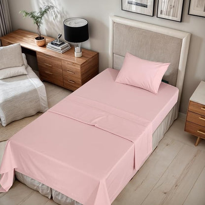RUVANTI 100% Organic Cotton Sheets Twin XL, Percale Weave, GOTS Certified, 3-Piece Set, Deep Pocket 15", Crisp & Breathable, Soft Durable Bedding, Sábanas Algodón Orgánico – Peach Skin