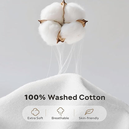 JELLYMONI Washed Cotton Duvet Cover - Off White, Oversized King Size 120x98 Inches, 3-Piece Bedding Set with Button Closure, Includes 1 Duvet Cover & 2 Pillowcases (Comforter Not Included)
