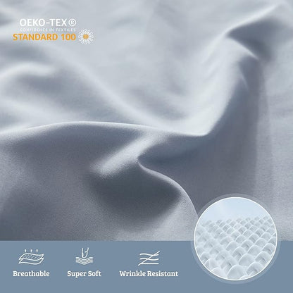 YIYEA California King Pillow Cases Set of 4, Ultra Soft 1800TC Hotel Quality Double Brushed Microfiber Embroidered Pillowcases, Envelope Closure, Fade Resistant (20"x40", Blue)