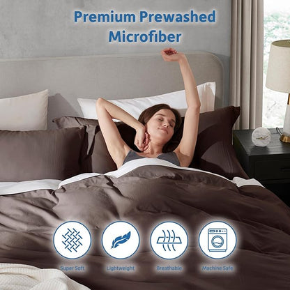Nestl Chocolate Brown California King Duvet Cover Sets - Soft Prewashed Cal King Duvet Cover, 3 Piece, with Zipper Closure, 1 Duvet Cover 104x98 inches and 2 Pillow Shams