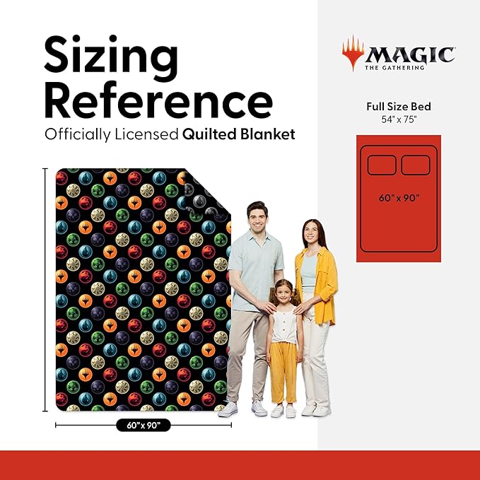 Northwest Magic The Gathering Magic Icons Twin Quilted Blanket, Comfy Throw, Adults Boys Girls, Soft Lightweight Bedding for Bed, or Couch, 60 x 90 inches