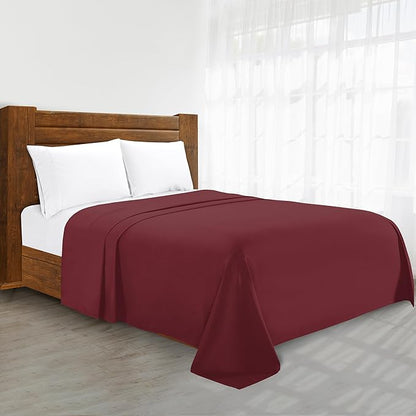 Luxury Flat Sheet on Amazon Elegant Comfort Wrinkle-Free 1500 Premier Hotel Quality 1-Piece Flat Sheet, Full Size, Burgundy