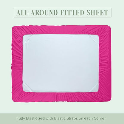 Elegant Comfort Luxurious 1500 Premium Hotel Quality Microfiber 4-Piece Sheet Set, 18-24 Inches Deep - Extra Deep Pocket Sheets - Ultra Soft 4PC Deep Pocket Sheets, Full, Hot Pink