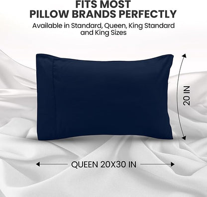 Utopia Bedding Queen Pillow Cases - 2 Pack - Envelope Closure - Soft Brushed Microfiber Fabric - Shrinkage and Fade Resistant Pillow Covers Queen Size 20 X 30 Inches (Queen, Navy)