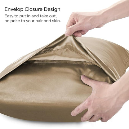 BEDELITE Satin Body Pillow Cover, Super Soft and Cooling Body Pillow Pillowcase for Hair and Skin, Breathable Silky Full Long Pillowcase Cover(20"x54", Tawny Brown)