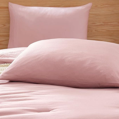 WRENSONGE Twin Comforter Set- 5 Pieces Soft Pink Twin Bed in a Bag, All Season Twin XL Bedding Sets with 1 Fitted Sheet, 1 Flat Sheet, 1 Pillow Sham and 1 Pillowcase