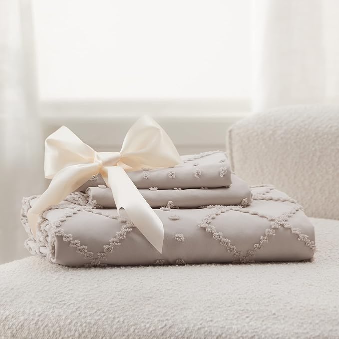 Bedsure Boho Cal King Duvet Cover - Linen Breathable & Soft Boho Bedding, Machine Washable Comforter Cover for All Seasons, Includes 1 Duvet Cover 104"x98" with 2 Pillow Shams & Zipper Closure