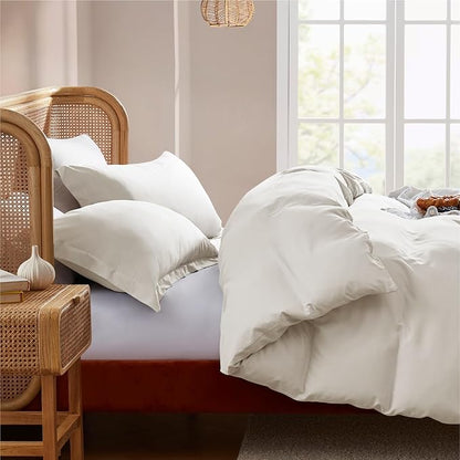 Nestl Twin Duvet Cover Set - Soft Double Brushed Off White Duvet Cover, 2 Piece Set with Button Closure, 1 Duvet Cover 68x90 inches and 1 Pillow Sham