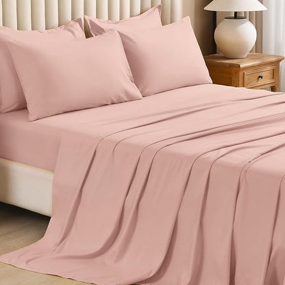 Litanika Twin/Twin XL Size Comforter Sets Grey Blush Pink - 5 Pieces Bed in a Bag Twin/Twin XL Bedding Comforter Sets, Solid Lightweight Bed Set with Comforter, Sheets, Pillowcase & Sham