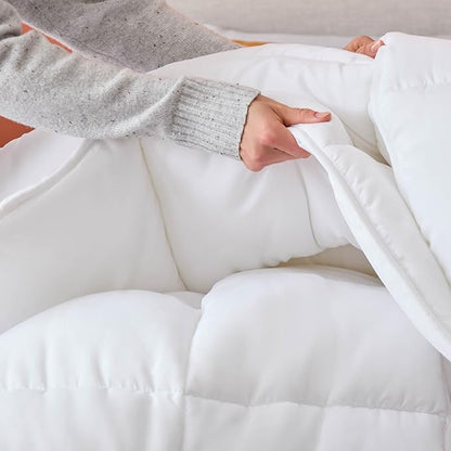 Linenspa White Down Alternative Comforter and Duvet Insert, for Oversized King Size Bed – All-Season Comforter with Box Stitch and 8 Duvet Loops – Bedding for Kids, Teens, and Adults