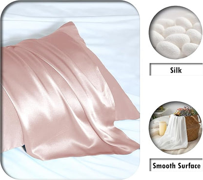 Mulberry Silk Pillowcase for Hair and Skin Standard Size 20"X 26" Pillow Case with Hidden Zipper Soft Breathable Smooth Cooling Silk Pillow Covers for Sleeping (Coral,Standard,1Pcs)