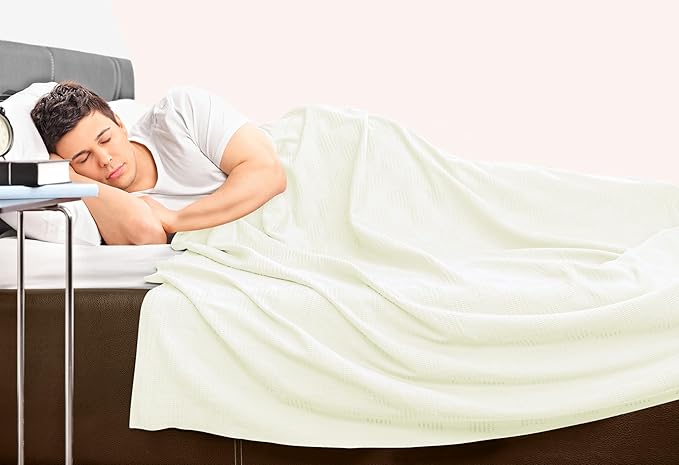 Utopia Bedding Ivory 100% Cotton Blanket [Twin Size - 90x72 Inch] Lightweight, Soft and Breathable Thermal Blanket for All Seasons