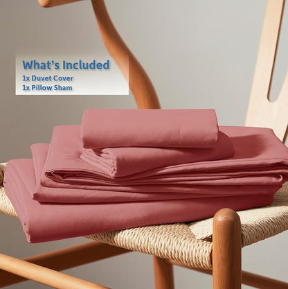 Nestl Twin Duvet Cover Set - Soft Double Brushed Pink Clay Duvet Cover Twin XL, 2 Piece, with Button Closure, 1 Duvet Cover 68x90 inches and 1 Pillow Sham
