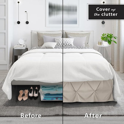 Nestl Linen Bed Skirt Full Size, Pinch Pleat Full Bed Skirt, 14" Inch Drop Full Bedskirt, Hotel Quality Linen Bed Skirts, Premium Microfiber Bedskirt for Full Bed, Linen Full Bed Skirt