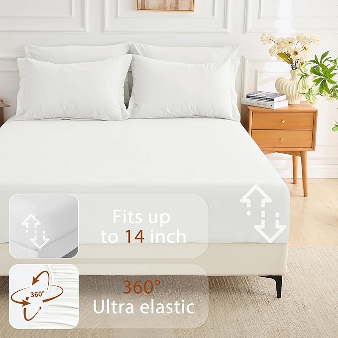 MUXHOMO 5 Pieces Twin Comforter Set, Soft Bed in a Bag Twin Size, All Season Bedding Set with Comforter, Flat Sheet, Fitted Sheet, Pillowcases & Shams, White