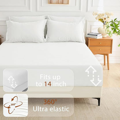 MUXHOMO 5 Pieces Twin XL Comforter Set, Soft Bed in a Bag Twin XL Size, All Season Bedding Set with Comforter, Flat Sheet, Fitted Sheet, Pillowcases & Shams, White