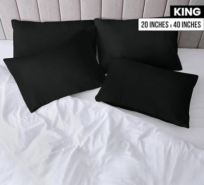 Utopia Bedding King Pillow Cases - 12 Pack - Envelope Closure - Soft Brushed Microfiber Fabric - Shrinkage and Fade Resistant Pillow Covers King Size 20 X 40 Inches (King, Black)