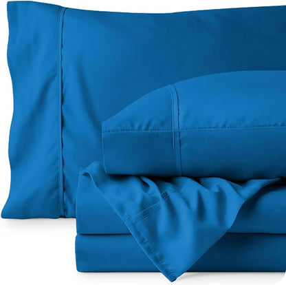 Bare Home Full Sheet Set - 1800 Ultra-Soft Microfiber Full Bed Sheets - Double Brushed - Deep Pockets - Easy Fit - 4 Piece Set - Bedding Sheets & Pillowcases (Full, Medium Blue)