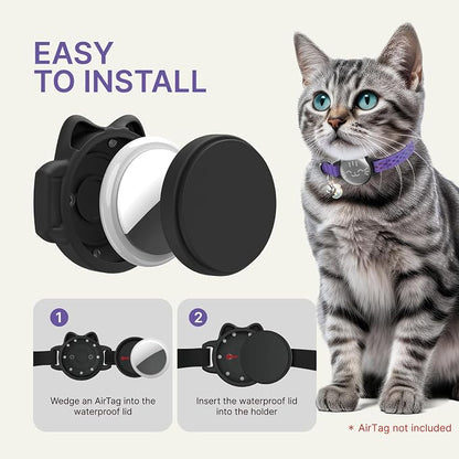 AirTag Cat Collar, Reflective Breakaway Collar, Hidden Holder with Bell | Compatible with Apple AirTag 1st & 2nd Gen, Lightweight Water-Resistant Strap for Cats, AirTag Not Included
