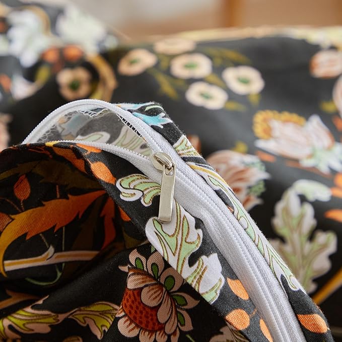 mixinni Vintage Floral Duvet Cover California King Size Farmhouse Boho Duvet Cover Set Cotton Percale Flowers Printed Bedding Set with 2 Pillowcases Perfect for Him and Her-California King Size