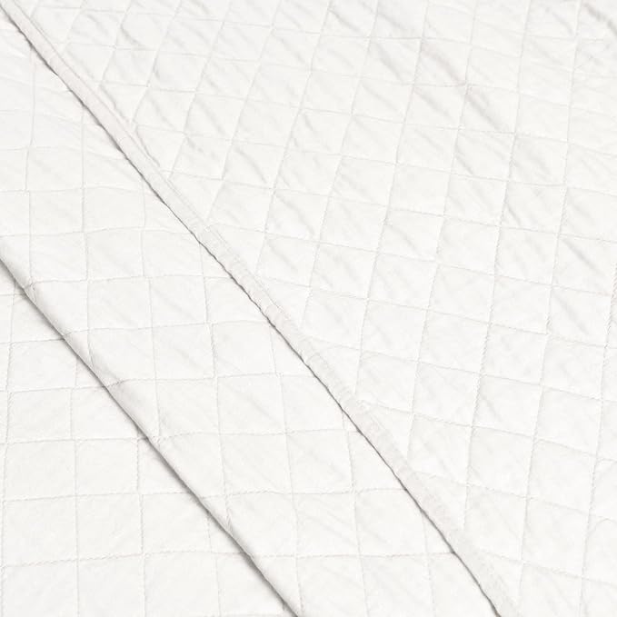 Lush Decor Ava Quilt Diamond Pattern Solid 2 Piece Oversized Bedding Blanket Bedspread Set - Twin-XL - White