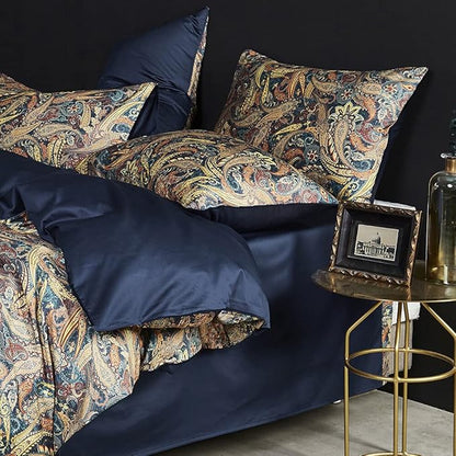 Cupocupa Duvet Cover King Size Set Boho Floral Pattern King Duvet Cover Set for King Size Bed Vintage Soft Bedding Leaf Print Paisley Duvet Cover with Pillowcases