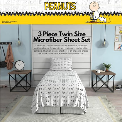 Collectibles Peanuts Snoopy Bedding Super Soft Cozy Microfiber 3 Piece Twin Sheet Set, (Officially Licensed Product) By Franco