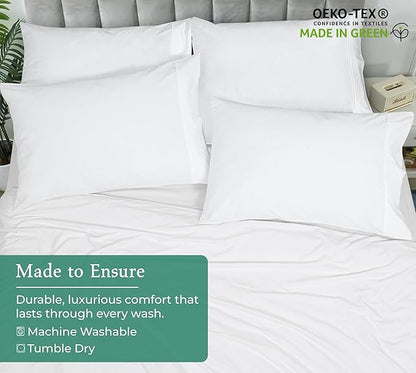Royale Linens King Pillowcase Set of 2 - Bed Pillow Cover - 20" x 40" -White Pillowcases - 1800 Brushed Microfiber, Wrinkle & Fade Resistant - Soft & Cozy- King Size Pillow Case (White)