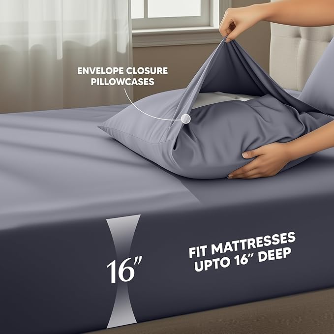 Utopia Bedding King Size Sheet Set – 4 Piece Bed Sheets, Soft and Breathable Microfiber, Includes 1 Fitted Sheet, 1 Flat Sheet and 2 Pillowcases – Oeko Tex (Grey)