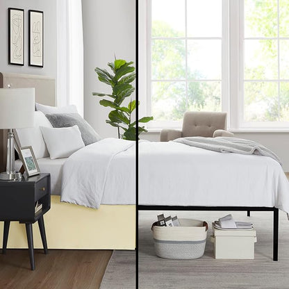 Nestl Vanilla Yellow Bed Skirt King Size - King Bed Skirt 14 Inch Drop - Brushed Microfiber Bed Skirts - Hotel Quality Pleated Bed Skirt - Shrinkage & Fade Resistant